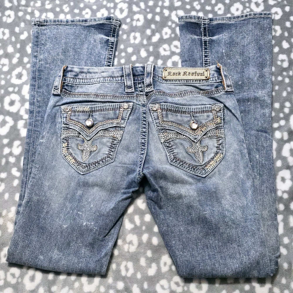 Rock Revival Luz Boot Cut Jeans with Vintage Distressing **SIZE 26×31 MID-RISE - Picture 2 of 2
